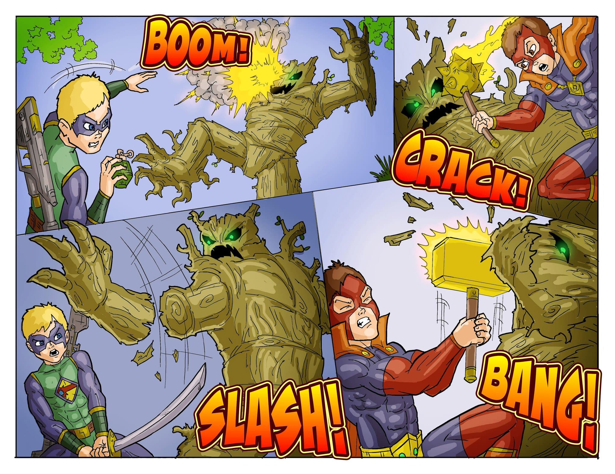 Comic centerfold — pages 14 and 15.